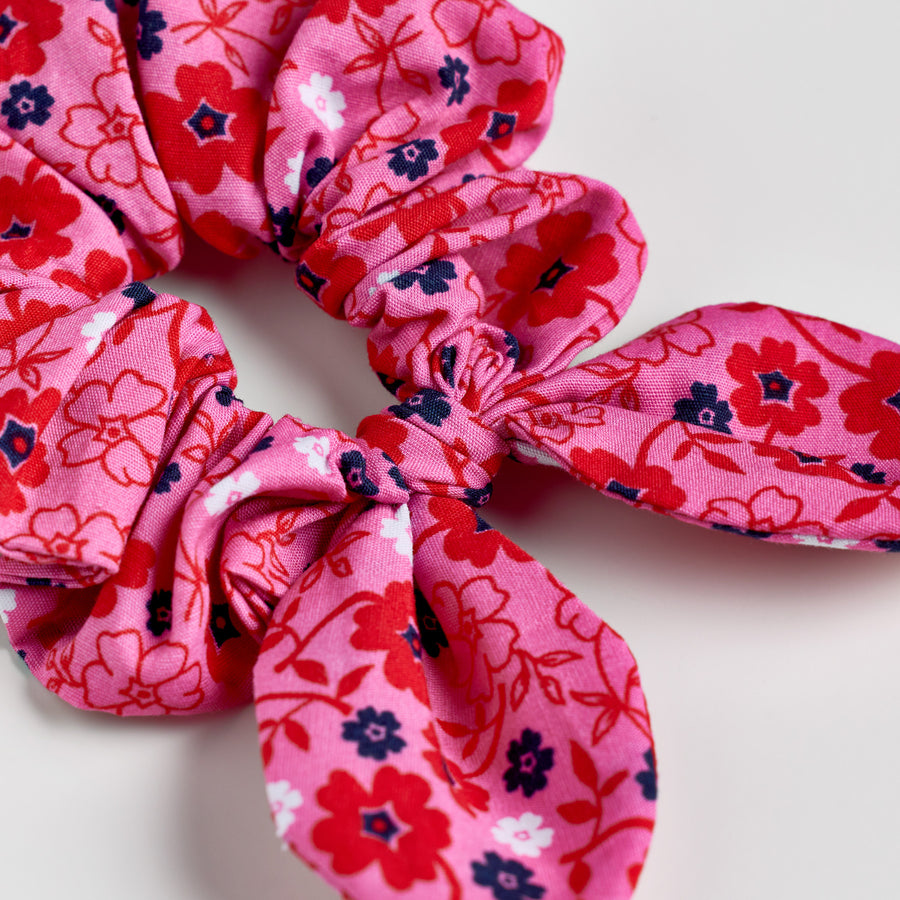 Pepi Lou Παιδικό Scrunchie με Αυτάκια - Floral με Φουξ Βάση