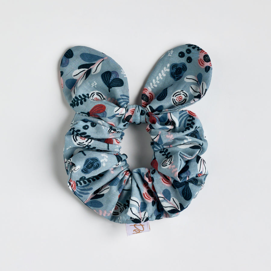 Pepi Lou Παιδικό Scrunchie με Αυτάκια - Floral με Γαλάζια Βάση