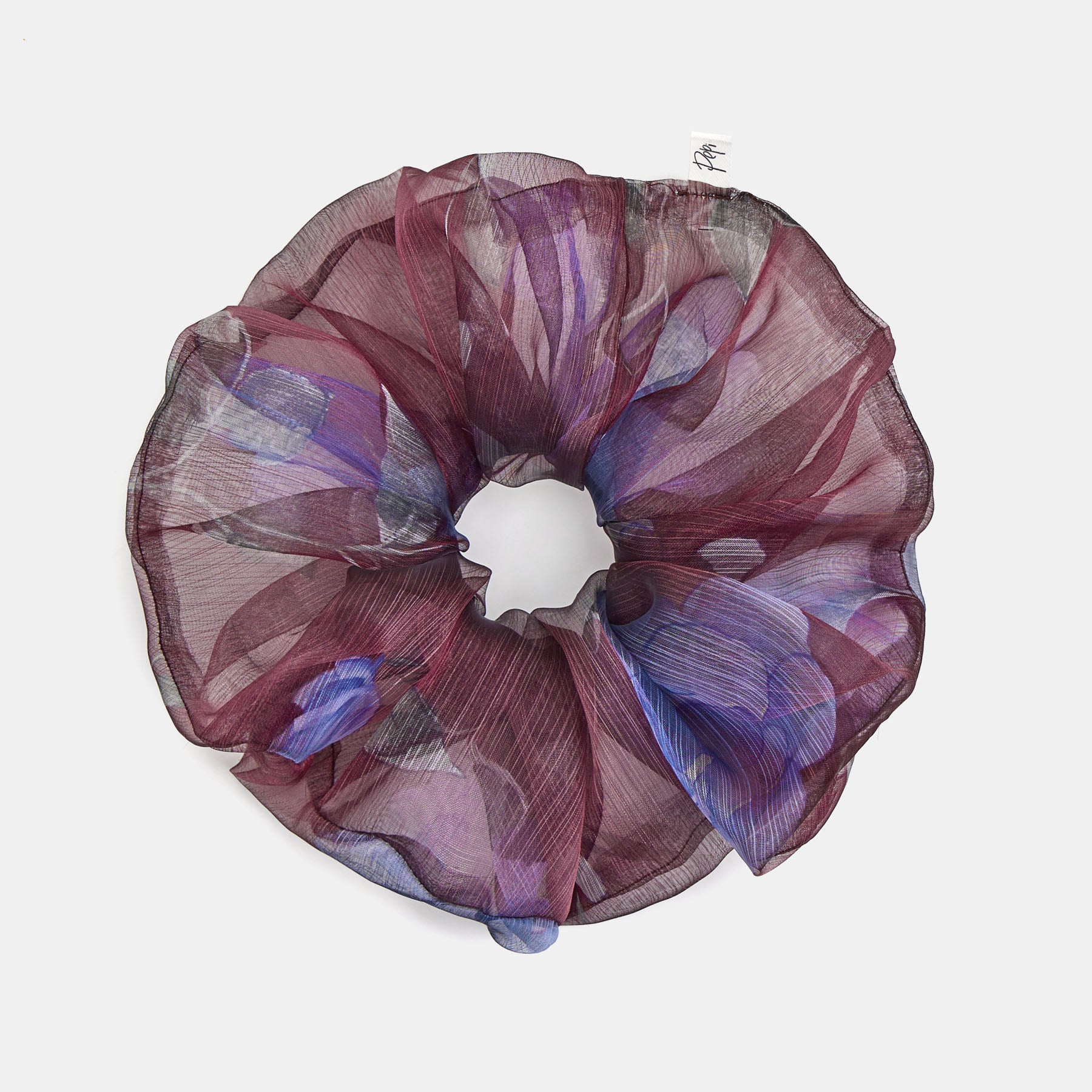 Pepi Lou Scrunchie XXL - Οργάντζα Μπορντό Floral